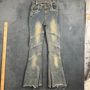 Between Us Raw Hem Blue Flare leg tiered jeans Sz 5
